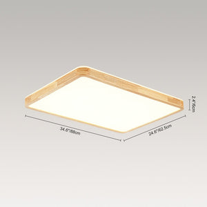 LightFixturesUSA - Rectangle Wood Dimmable LED Flush Mount Light - Ceiling Light - Wooden - 