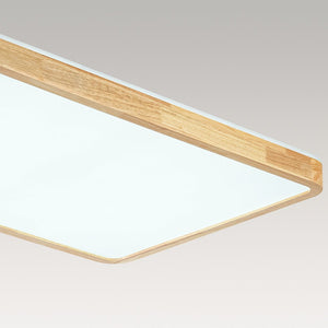 LightFixturesUSA - Rectangle Wood Dimmable LED Flush Mount Light - Ceiling Light - Wooden - 