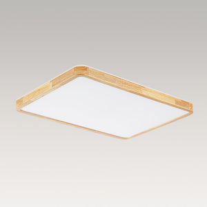 LightFixturesUSA - Rectangle Wood Dimmable LED Flush Mount Light - Ceiling Light - Wooden - 