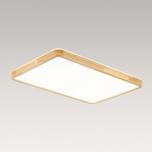 LightFixturesUSA - Rectangle Wood Dimmable LED Flush Mount Light - Ceiling Light - Wooden - 