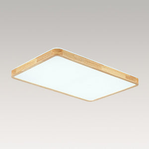 LightFixturesUSA - Rectangle Wood Dimmable LED Flush Mount Light - Ceiling Light - Wooden - 