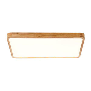 LightFixturesUSA - Rectangle Wooden Dimmable LED Flush Mount Ceiling Light - Ceiling Light - 3000K (Warm) - 