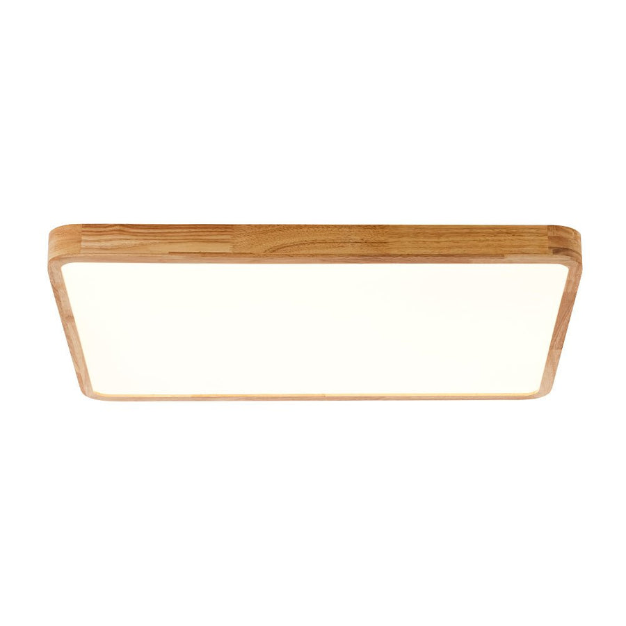 LightFixturesUSA - Rectangle Wooden Dimmable LED Flush Mount Ceiling Light - Ceiling Light - 3000K (Warm) - 