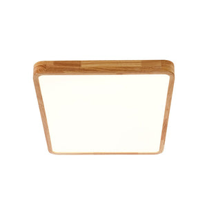 LightFixturesUSA - Rectangle Wooden Dimmable LED Flush Mount Ceiling Light - Ceiling Light - 3000K (Warm) - 