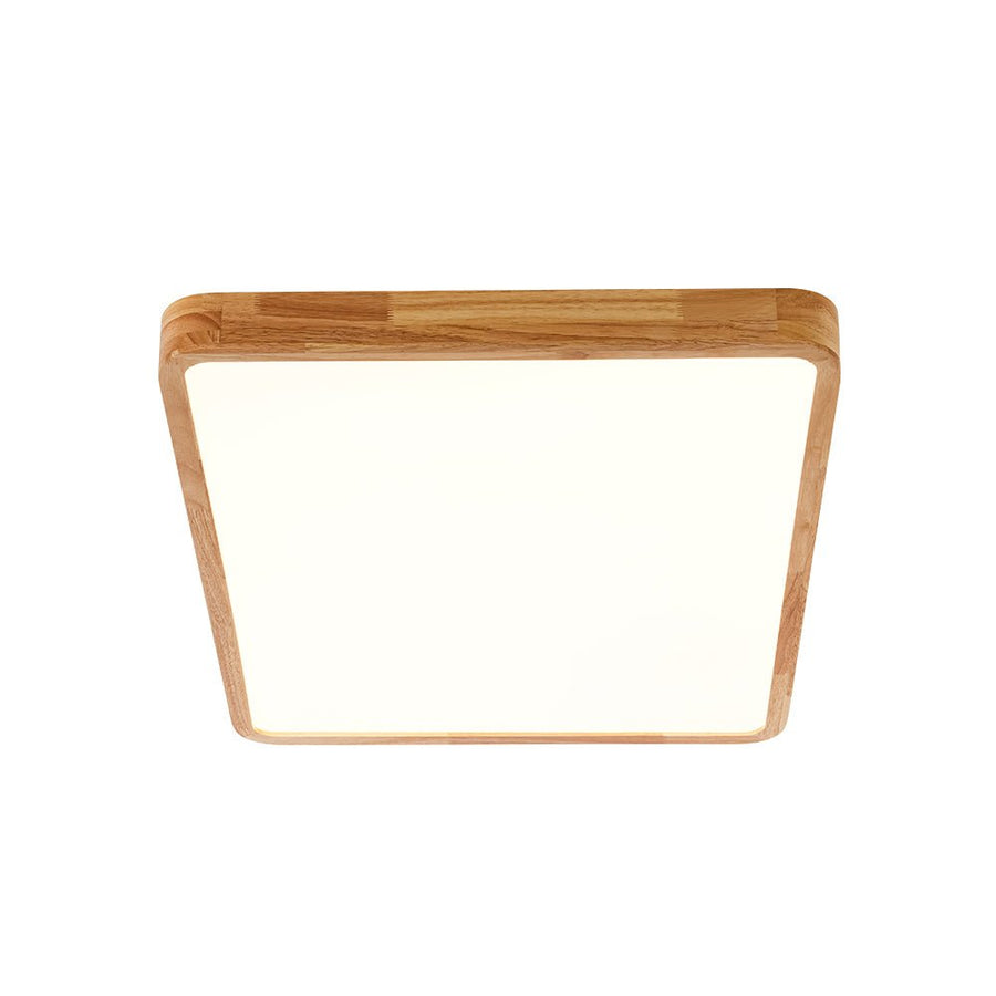 LightFixturesUSA - Rectangle Wooden Dimmable LED Flush Mount Ceiling Light - Ceiling Light - 3000K (Warm) - 
