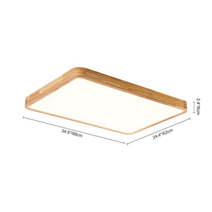 LightFixturesUSA - Rectangle Wooden Dimmable LED Flush Mount Ceiling Light - Ceiling Light - 3000K (Warm) - 