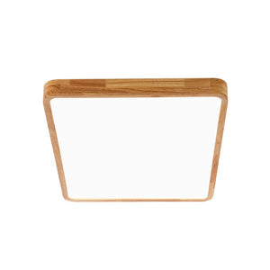 LightFixturesUSA-Rectangle Wooden Dimmable LED Flush Mount Ceiling Light-Ceiling Light-3000K (Warm)-