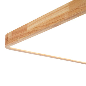 LightFixturesUSA-Rectangle Wooden Dimmable LED Flush Mount Ceiling Light-Ceiling Light-3000K (Warm)-