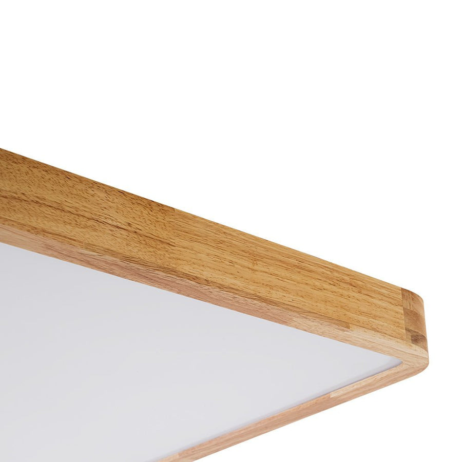LightFixturesUSA - Rectangle Wooden Dimmable LED Flush Mount Ceiling Light - Ceiling Light - 3000K (Warm) - 