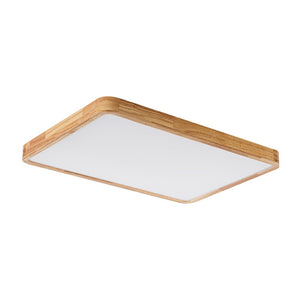 LightFixturesUSA - Rectangle Wooden Dimmable LED Flush Mount Ceiling Light - Ceiling Light - 3000K (Warm) - 