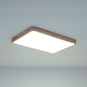 LightFixturesUSA-Rectangle Wooden Dimmable LED Flush Mount Ceiling Light-Ceiling Light-3000K (Warm)-