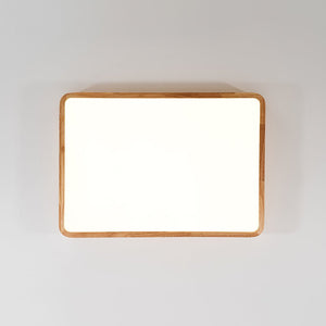 LightFixturesUSA - Rectangle Wooden Dimmable LED Flush Mount Ceiling Light - Ceiling Light - 3000K (Warm) - 