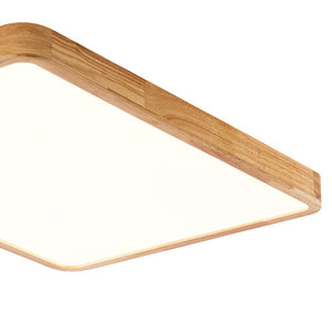 LightFixturesUSA - Rectangle Wooden Dimmable LED Flush Mount Ceiling Light - Ceiling Light - 3000K (Warm) - 