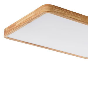 LightFixturesUSA - Rectangle Wooden Dimmable LED Flush Mount Ceiling Light - Ceiling Light - 3000K (Warm) - 