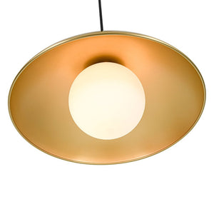 LightFixturesUSA - Retro 1 - Light Brass Iron Flat Dome Kitchen Pendant - Pendant Light - 14.6 in - 