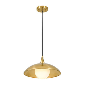 LightFixturesUSA - Retro 1 - Light Brass Iron Flat Dome Kitchen Pendant - Pendant Light - 14.6 in - 