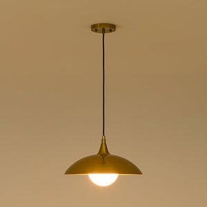 LightFixturesUSA - Retro 1 - Light Brass Iron Flat Dome Kitchen Pendant - Pendant Light - 14.6 in - 