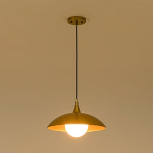LightFixturesUSA - Retro 1 - Light Brass Iron Flat Dome Kitchen Pendant - Pendant Light - 14.6 in - 