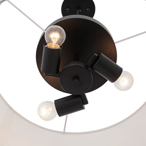 LightFixturesUSA-Retro 3-Light Large White Linen Drum Lantern Chandelier-Chandelier-19.7 in-