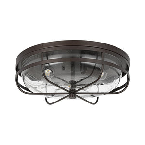 LightFixturesUSA - Retro 3 - Light Round Seeded Glass Flush Mount Light - Ceiling Light - Oil Rubbed Bronze - 