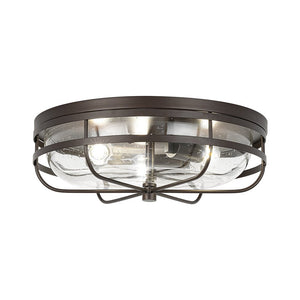 LightFixturesUSA - Retro 3 - Light Round Seeded Glass Flush Mount Light - Ceiling Light - Oil Rubbed Bronze - 