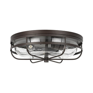 LightFixturesUSA - Retro 3 - Light Round Seeded Glass Flush Mount Light - Ceiling Light - Oil Rubbed Bronze - 