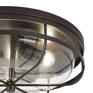 LightFixturesUSA - Retro 3 - Light Round Seeded Glass Flush Mount Light - Ceiling Light - Oil Rubbed Bronze - 
