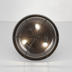 LightFixturesUSA - Retro 3 - Light Round Seeded Glass Flush Mount Light - Ceiling Light - Oil Rubbed Bronze - 