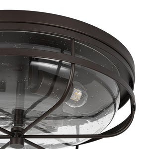 LightFixturesUSA - Retro 3 - Light Round Seeded Glass Flush Mount Light - Ceiling Light - Oil Rubbed Bronze - 