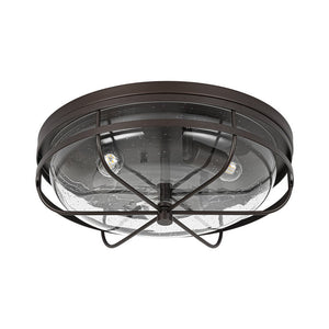 LightFixturesUSA - Retro 3 - Light Round Seeded Glass Flush Mount Light - Ceiling Light - Oil Rubbed Bronze - 