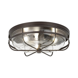 LightFixturesUSA - Retro 3 - Light Round Seeded Glass Flush Mount Light - Ceiling Light - Oil Rubbed Bronze - 