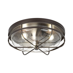 LightFixturesUSA - Retro 3 - Light Round Seeded Glass Flush Mount Light - Ceiling Light - Oil Rubbed Bronze - 