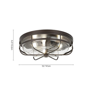 LightFixturesUSA - Retro 3 - Light Round Seeded Glass Flush Mount Light - Ceiling Light - Oil Rubbed Bronze - 