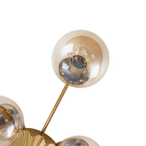 LightFixturesUSA - Retro Bloom 12 - Light Amber Glass Bubble Semi Flush Chandelier - Chandelier - Brass - 