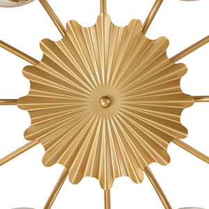 LightFixturesUSA - Retro Bloom 12 - Light Amber Glass Bubble Semi Flush Chandelier - Chandelier - Brass - 