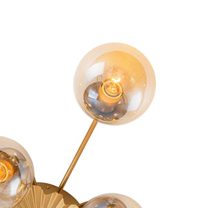 LightFixturesUSA - Retro Bloom 12 - Light Amber Glass Bubble Semi Flush Chandelier - Chandelier - Brass - 