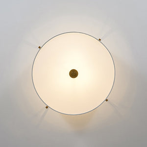 LightFixturesUSA - Retro Wide Drum Round Linen Cage Semi Flush Mount - Ceiling Light - Brass - 