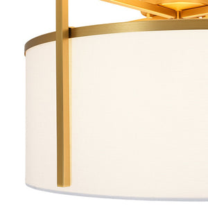 LightFixturesUSA - Retro Wide Drum Round Linen Cage Semi Flush Mount - Ceiling Light - Brass - 