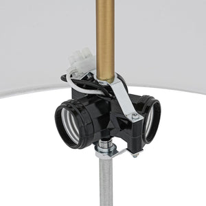 LightFixturesUSA - Retro Wide Drum Round Linen Cage Semi Flush Mount - Ceiling Light - Brass - 