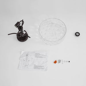 LightFixturesUSA - Round Drum Hammered Glass Semi Flush Mount - Ceiling Light - Black - 