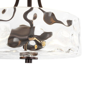 LightFixturesUSA - Round Drum Hammered Glass Semi Flush Mount - Ceiling Light - Oil - Rubbed Bronze (Exclusive Offer) - 