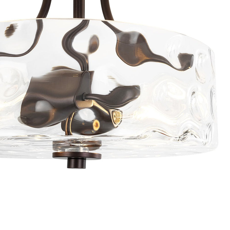 LightFixturesUSA - Round Drum Hammered Glass Semi Flush Mount - Ceiling Light - Oil - Rubbed Bronze (Exclusive Offer) - 