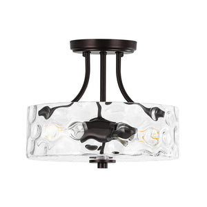 LightFixturesUSA - Round Drum Hammered Glass Semi Flush Mount - Ceiling Light - Oil - Rubbed Bronze (Exclusive Offer) - 