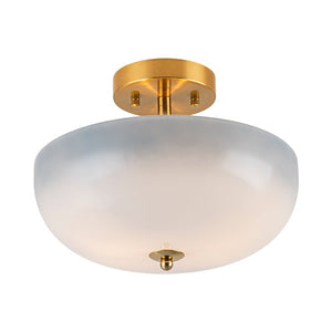LightFixturesUSA - Round Gradient Blue Opal Art Glass Semi Flush Mount - Ceiling Light - 11.8 in - 