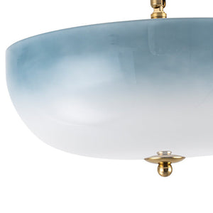 LightFixturesUSA - Round Gradient Blue Opal Art Glass Semi Flush Mount - Ceiling Light - 11.8 in - 