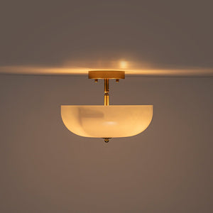 LightFixturesUSA - Round Gradient Blue Opal Art Glass Semi Flush Mount - Ceiling Light - 11.8 in - 