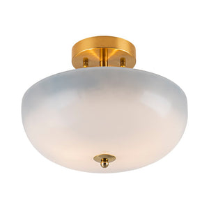 LightFixturesUSA - Round Gradient Blue Opal Art Glass Semi Flush Mount - Ceiling Light - 11.8 in - 