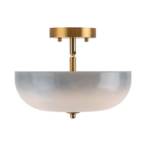 LightFixturesUSA - Round Gradient Blue Opal Art Glass Semi Flush Mount - Ceiling Light - 11.8 in - 