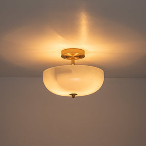 LightFixturesUSA - Round Gradient Blue Opal Art Glass Semi Flush Mount - Ceiling Light - 11.8 in - 