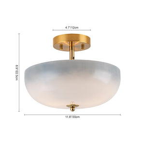 LightFixturesUSA - Round Gradient Blue Opal Art Glass Semi Flush Mount - Ceiling Light - 11.8 in - 